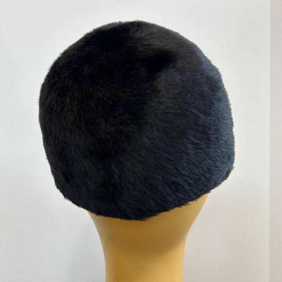 Vintage 50s Faux Fur Shag Wool Mohair Minimalist Sculpted Asymmetric Skull Cap - Picture 4 of 7